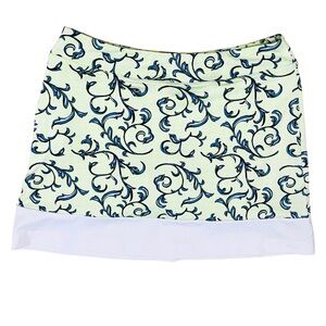 Oxford Golf Activewear Skirt Skort White Yellow Floral Pull On Zip/Pocket Sz M